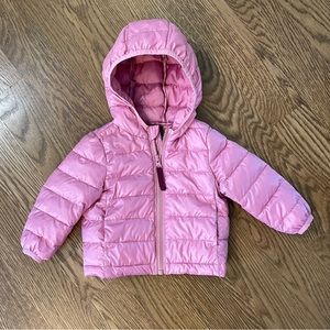 Pink Primary puffer jacket 6-12 Month